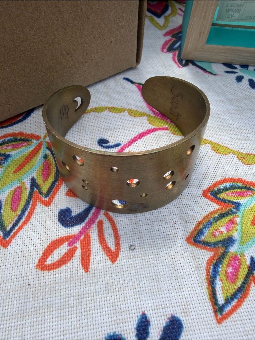 Gold Tone Scout Metal Cuff Bracelet - Virgo